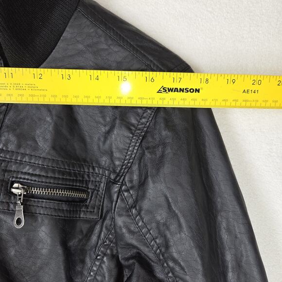 Vintage Moto Jacket Paris Blues Black 2XL 90s Vegan Leather Y2k Goth Biker Bike - Picture 6 of 14